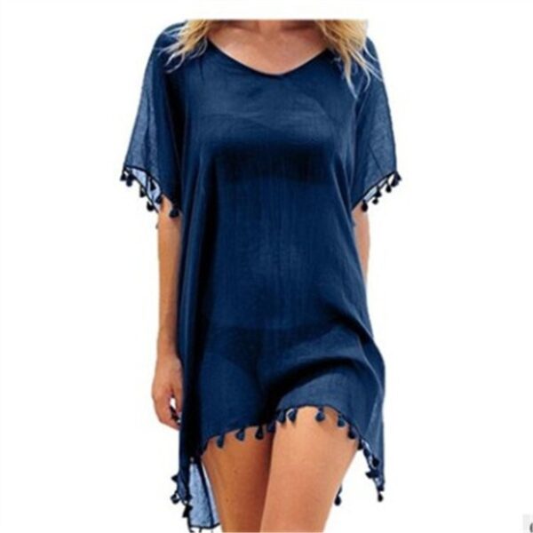 Women Blouses Loose Chiffon Dress Summer Beach Tunic Cover-Up Shirt - Image 3