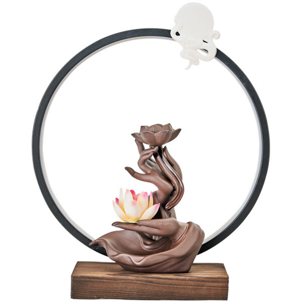 Factory Direct Sales Creative Ceramic Lamp Ring Bergamot Lotus Heart Guanyin Back Flow Incense Porch Furniture Decoration Cross-Border New Products - Image 7