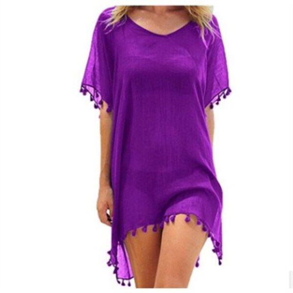 Women Blouses Loose Chiffon Dress Summer Beach Tunic Cover-Up Shirt - Image 2