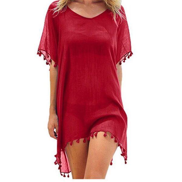 Women Blouses Loose Chiffon Dress Summer Beach Tunic Cover-Up Shirt - Image 6