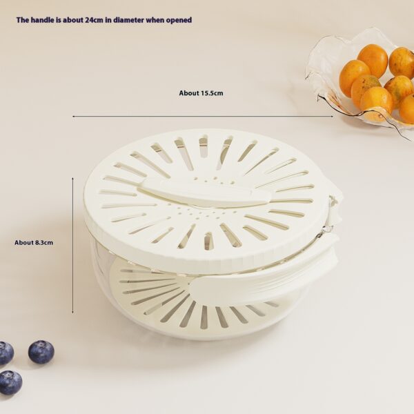 Fruit Drain Basket With Lid Vegetable Washing Bowl Foldable Handle Cleaning Colander Plastic Refrigerator Crisper Kitchen Box Kitchen Gadgets - Image 10