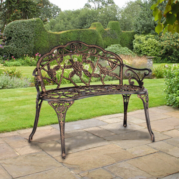 Cast Aluminum Outdoor Courtyard Decoration Garden Leisure Rose Bench Sturdy Durable Outdoor Products XH - Image 9