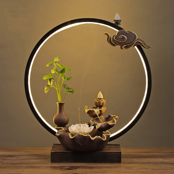 Factory Direct Sales Creative Ceramic Lamp Ring Bergamot Lotus Heart Guanyin Back Flow Incense Porch Furniture Decoration Cross-Border New Products - Image 3