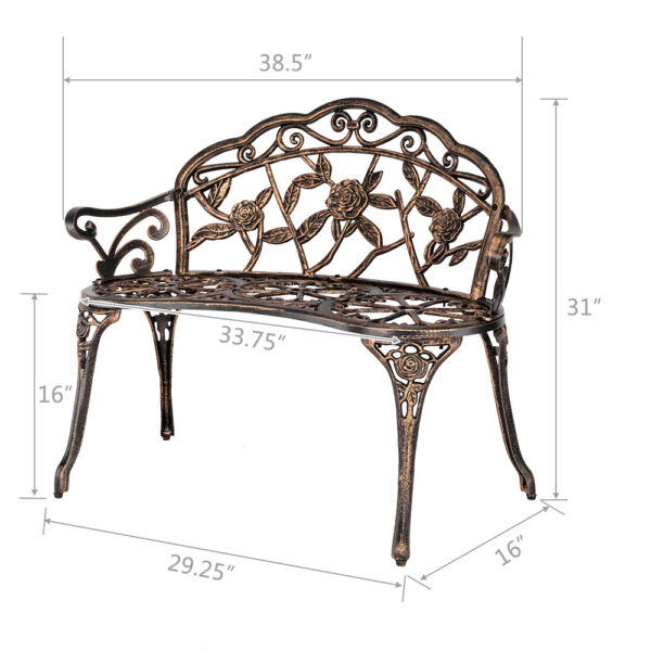 Cast Aluminum Outdoor Courtyard Decoration Garden Leisure Rose Bench Sturdy Durable Outdoor Products XH - Image 5