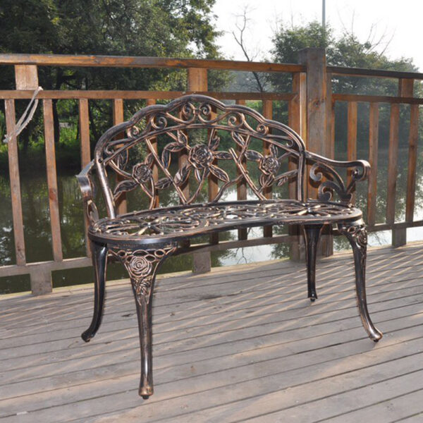 Cast Aluminum Outdoor Courtyard Decoration Garden Leisure Rose Bench Sturdy Durable Outdoor Products XH - Image 2